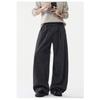 Mens Loose Retro Casual Drooping Straight Long Imitation Wool Trousers