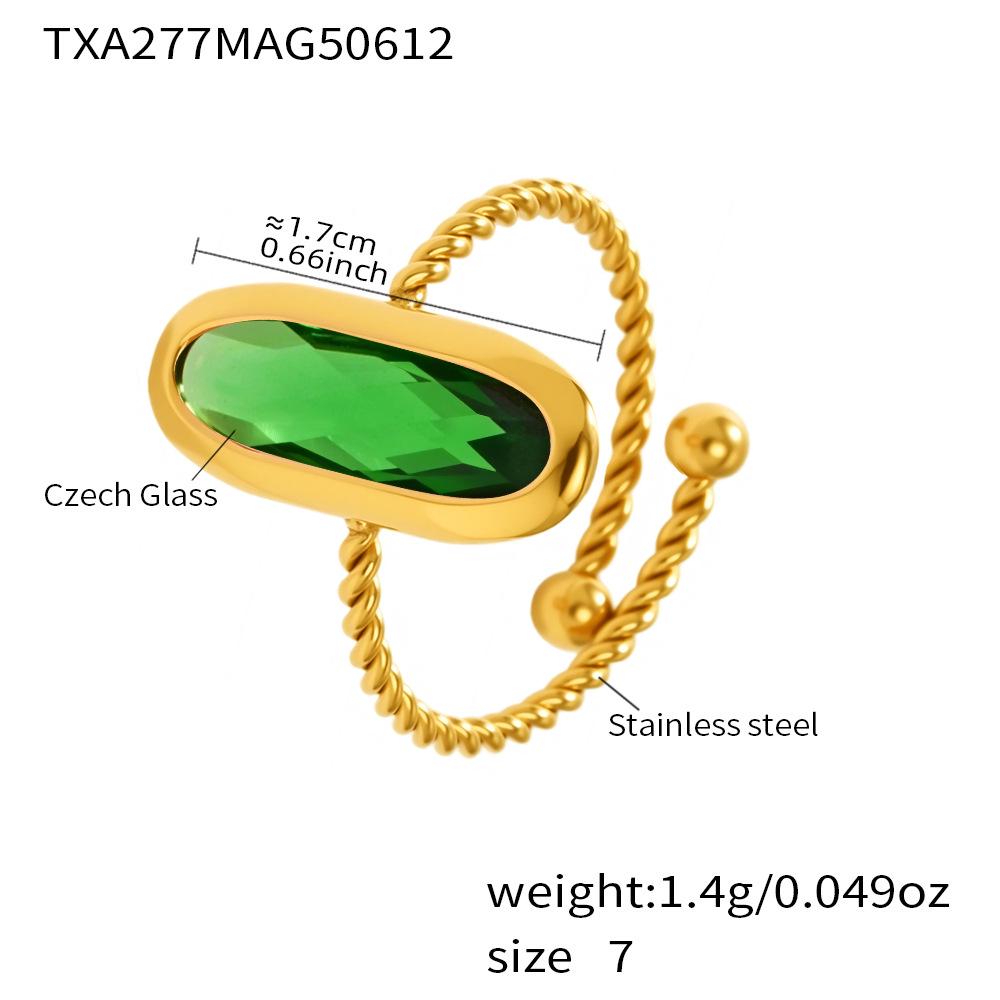 Qiong Yao 18K Gold-Plated Czech Glass Stone Open Toe Ring for Women Size 7