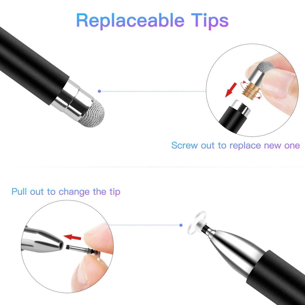 2 In 1 Disc Fiber Tip Stylus Pens Universal Touch Screens Free Charging Double Head Stylus Capacitive Pen