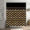 Vibrant Gold Chevron Shower Curtain For Bathroom Decor Shimmering Glitter Fabric With Rod Pockethole