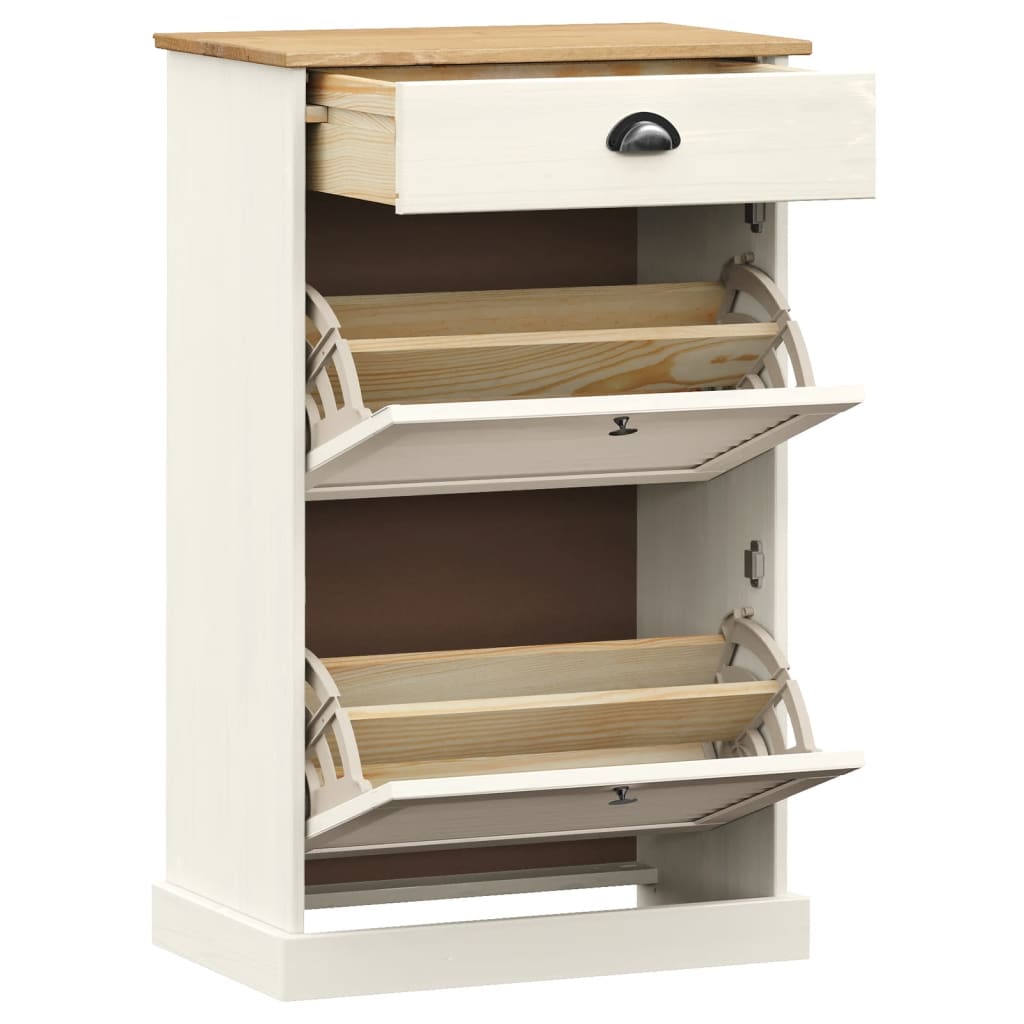 VIGO Shoe Cabinet 60 x 35 x 96 cm White Solid Pine Wood