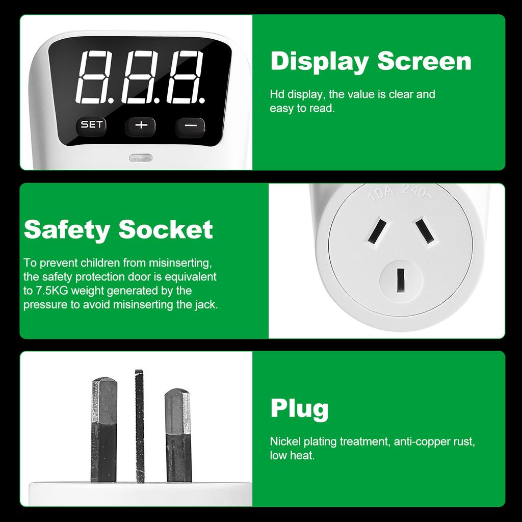 HLP02 Digitale automatische Spannungsschutzsteckdose 230 V 16 A LCD-Display Überspannungsschutzsteckdose