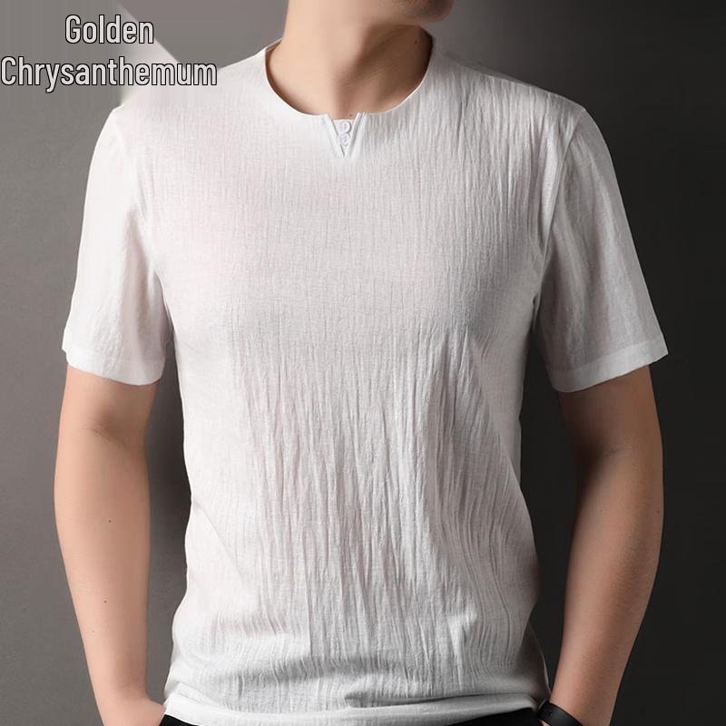 JINJU Men's Cotton Blend Round Neck Short Sleeve T-Shirt