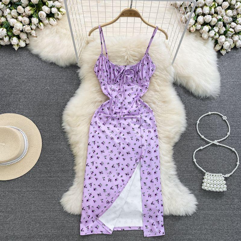 

Fresh Platycodon Grandiflorum Fashion Waist-Controlled Split First Love Skirt Violet M