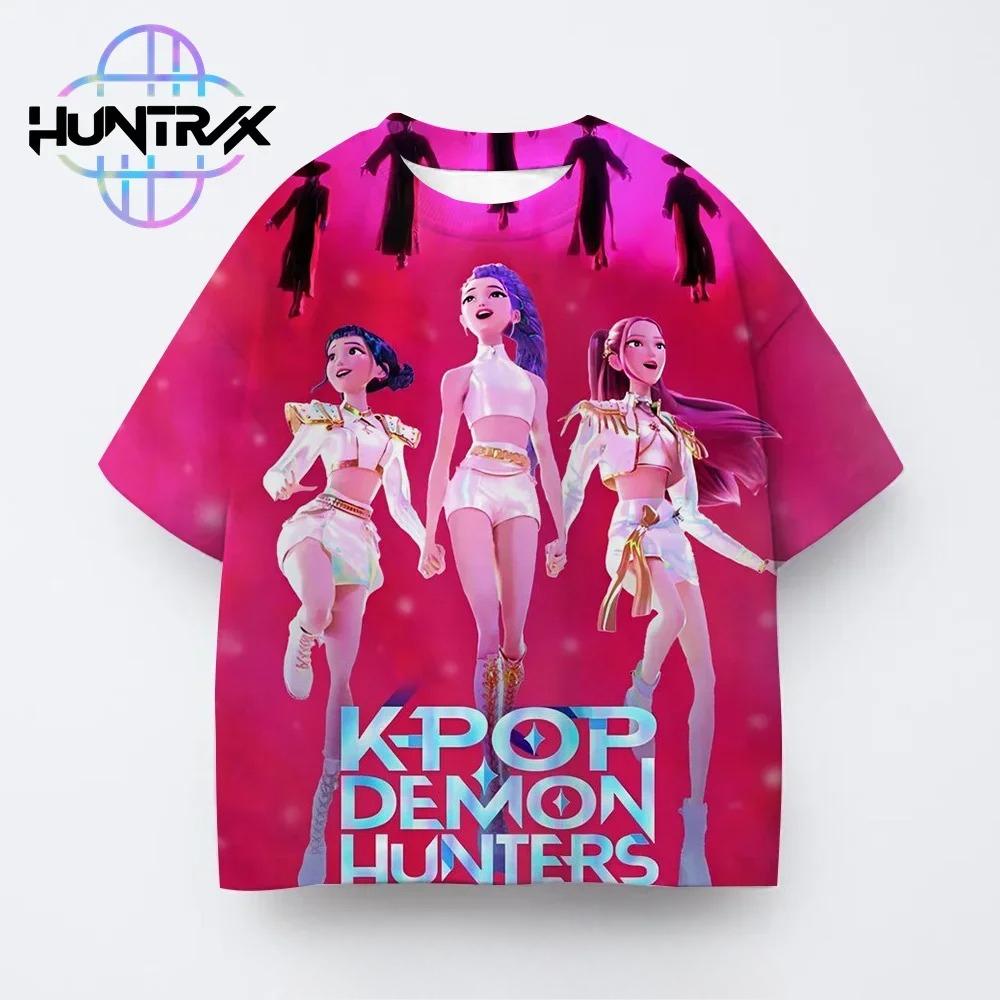 Băieți Fete Casual Fashion Copii Kpop Demon Hunters 3D Mânecă Scurtă Haine Anime Confortabil Gât Rotund Moale Tricou de Vară