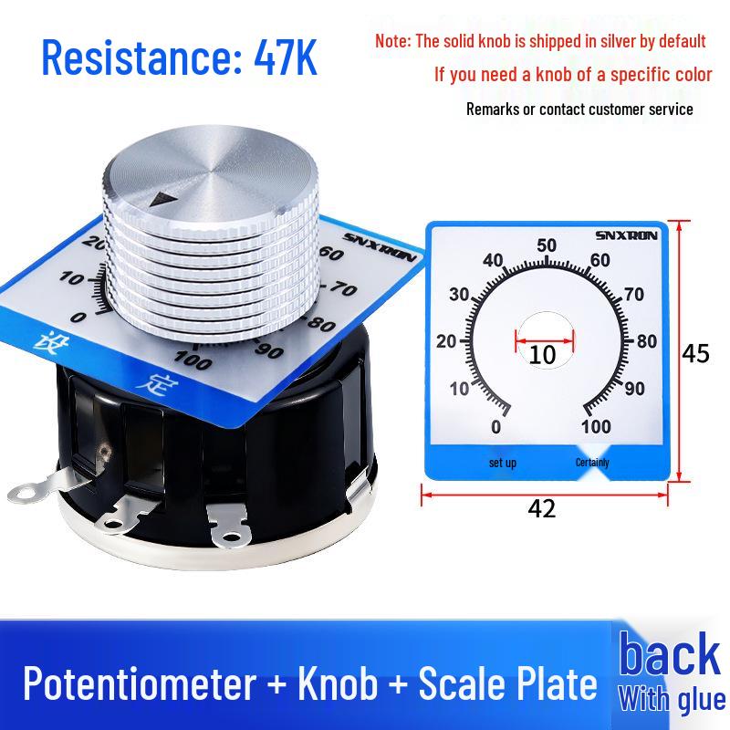 WX112 050 Adjustable Single-Turn Wirewound Potentiometer: 47, 560 Ohm, 1K, 2.2K, 4.7K, 10K, 47K Knob