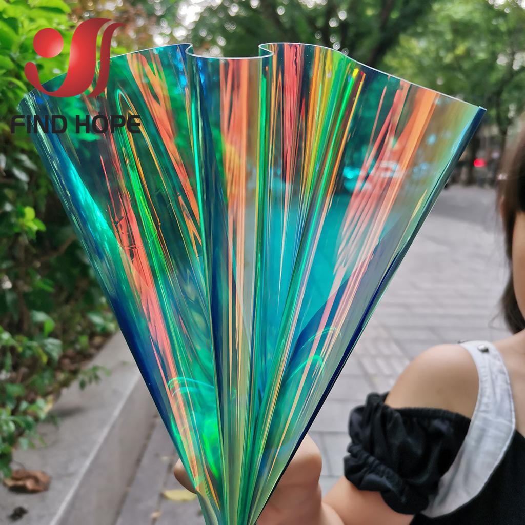 A4 Multicolor Iridescent Holographic Clear Transparent PVC Fabric Leatherette Laser Rainbow Film Vinyl Craft Bag Earring DIY Bow
