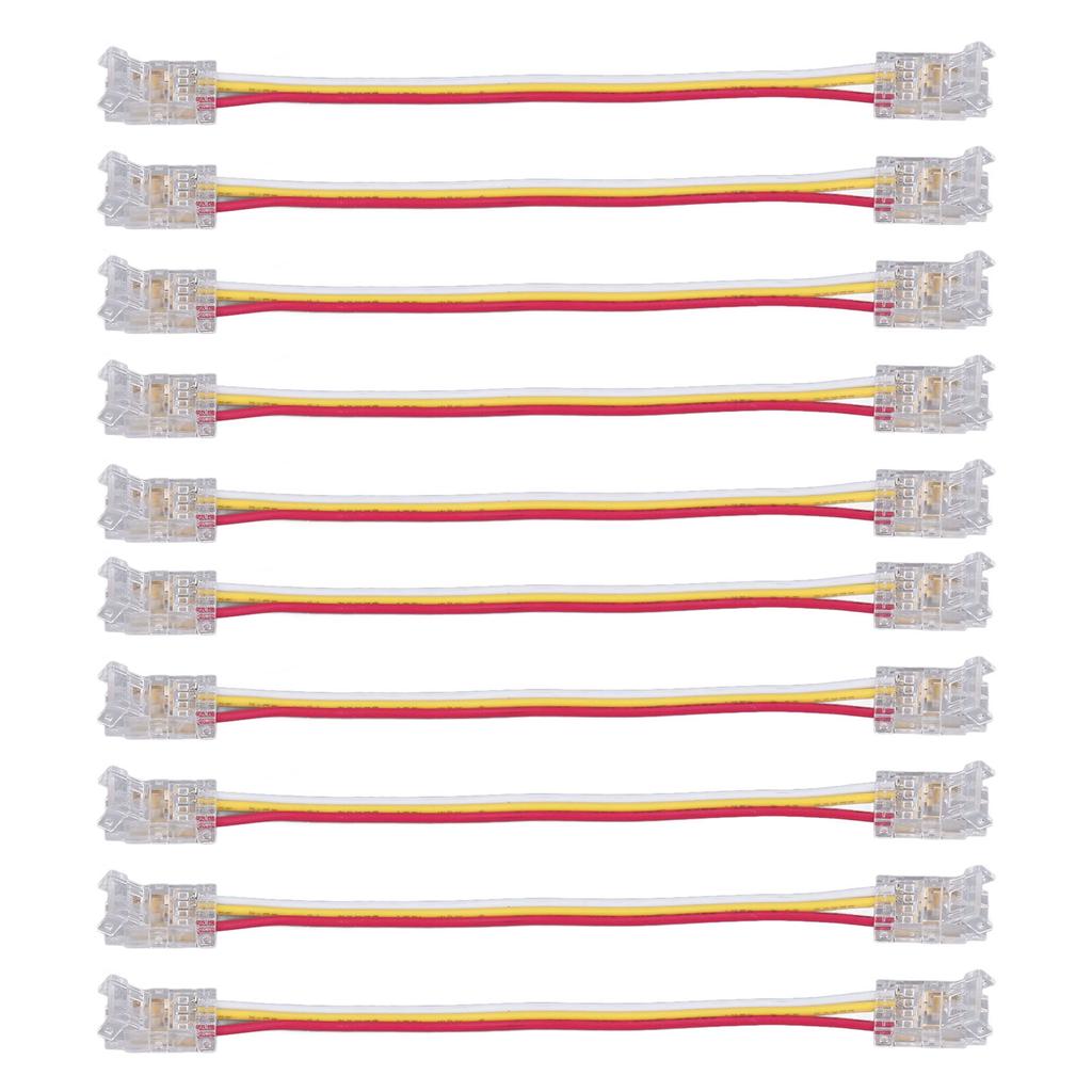 10Pcs LED Light Strip Connectors 3Pin 8mm Safe PC Strong Compatibility COB LED Strip Connectors for Home Party Office