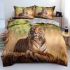 Tiger Duvet Cover Set King Size 3D White Tiger Bedding Sets Wild Animals Pattern Comforter Cover Set For Boys Girls Quilt Cover