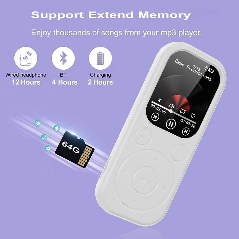 Portable MP3/MP4 Music Player 2.01-inch IPS High Definition Screen Bluetooth 5.4 Compatible eBook Recording Walkman FM Radio
