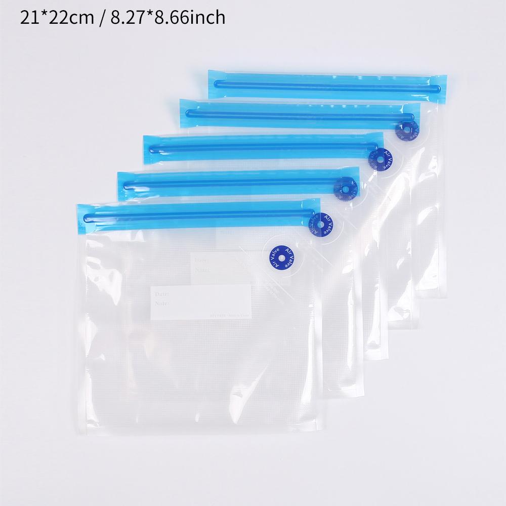 5Pcs Reusable Vacuum Sealer Bags Hand Pump Food Storage Bags Vacuum Zipper Portable Sealing Bas for Refrigerator Kitchen