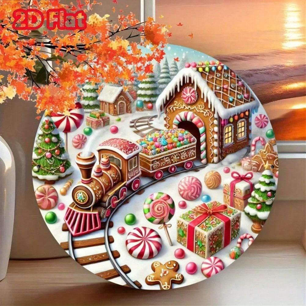 Metal Tin Sign Christmas Train Tree Holiday Wall Decor Home Gift