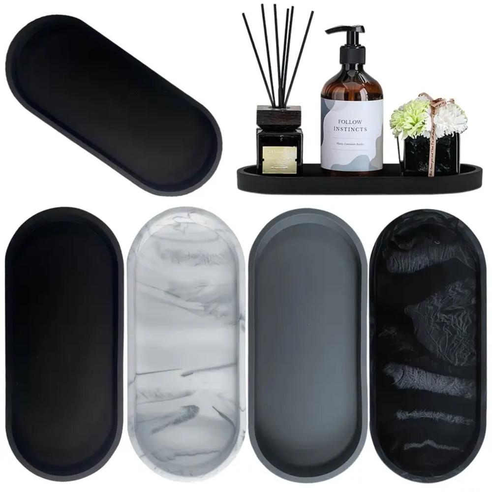1Pc Bathroom Dressing Silicone Tray, Rectangular Dishwashing Liquid and Sponge Rack, Dressing Table Perfume Organizer, Cosmetic Ring Storage Tray,