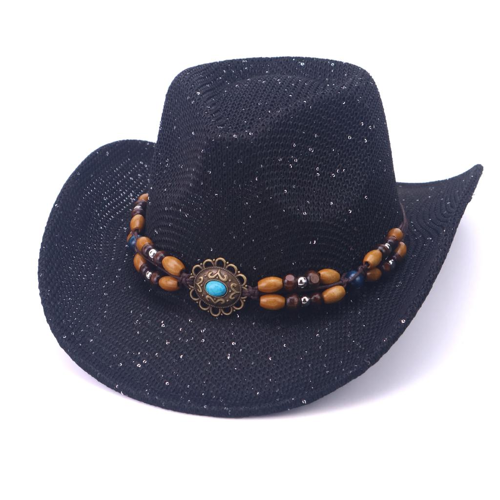 New western cowboy hat hand-woven five-point paper straw hat Panama European and American style jazz hat men's and women's spring and summer gift hat