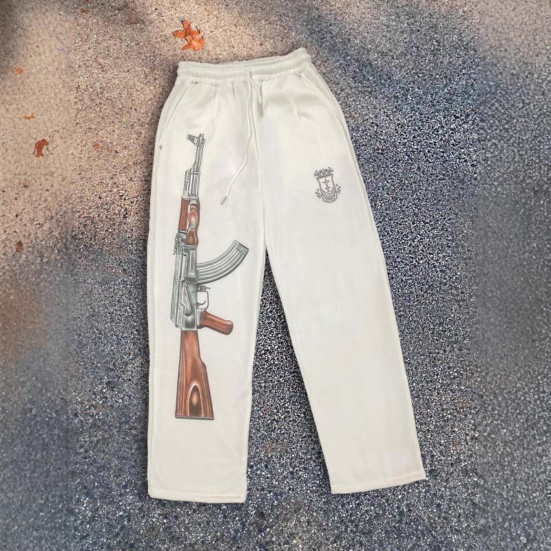 Europäische und amerikanische Retro-Street-Hip-Hop-Y2K-Muster bedruckte lockere Freizeithose