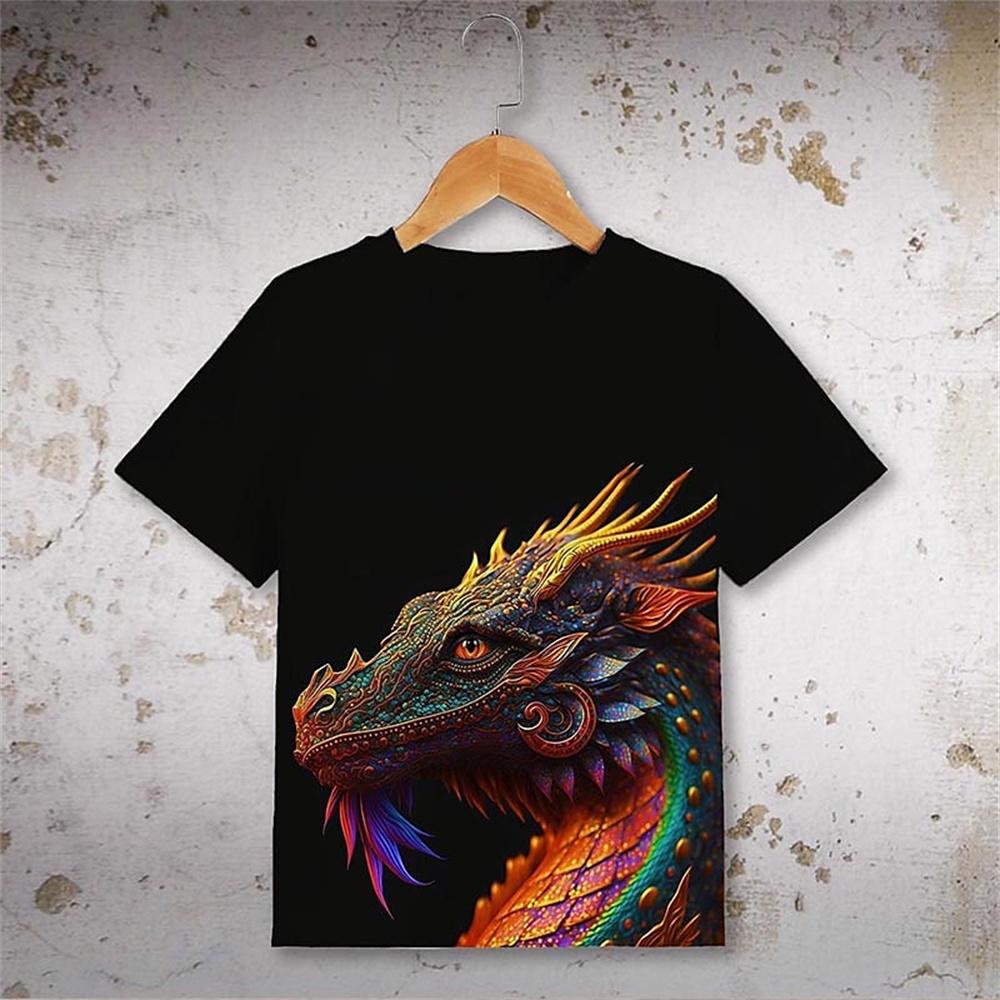 New Dinosaur 3D Printed Fun T-shirt for Children and Boys Cartoon Casual Clothing