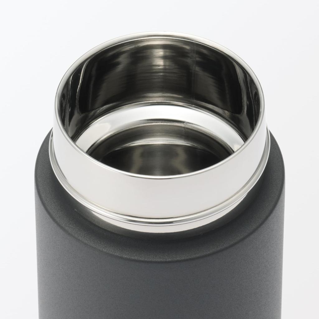 MUJI Vacuum Insulated Insulated Flat 76049197 Bottle, Type, 350mL, Black,