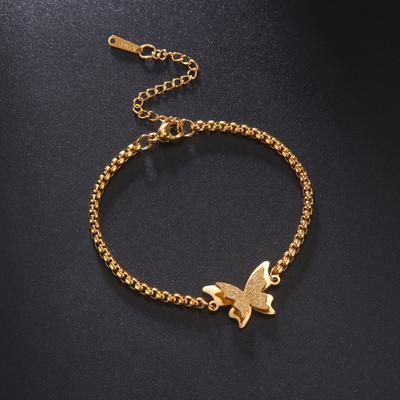 Bracelet à breloques papillon en acier inoxydable pour femme, couleur or, chaîne Figaro, tendance, bijoux de mariage, cadeau