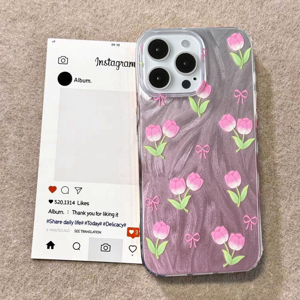 Gradient Pink Bow Flowers Phone Case For Xiaomi Redmi Note 14 13 Pro 14C 13C 13T 14T A5 A3 A4 Silicone Couple Fundas Shell Cover