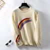 Vintage Print O Neck Loose Knitwear Cardigan Long Sleeve Sweater Top for Autumn Winter