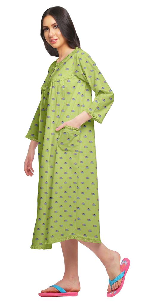 Moomaya Îmbrăcăminte de noapte din bumbac cu 3 4 mâneci imprimate pentru femei