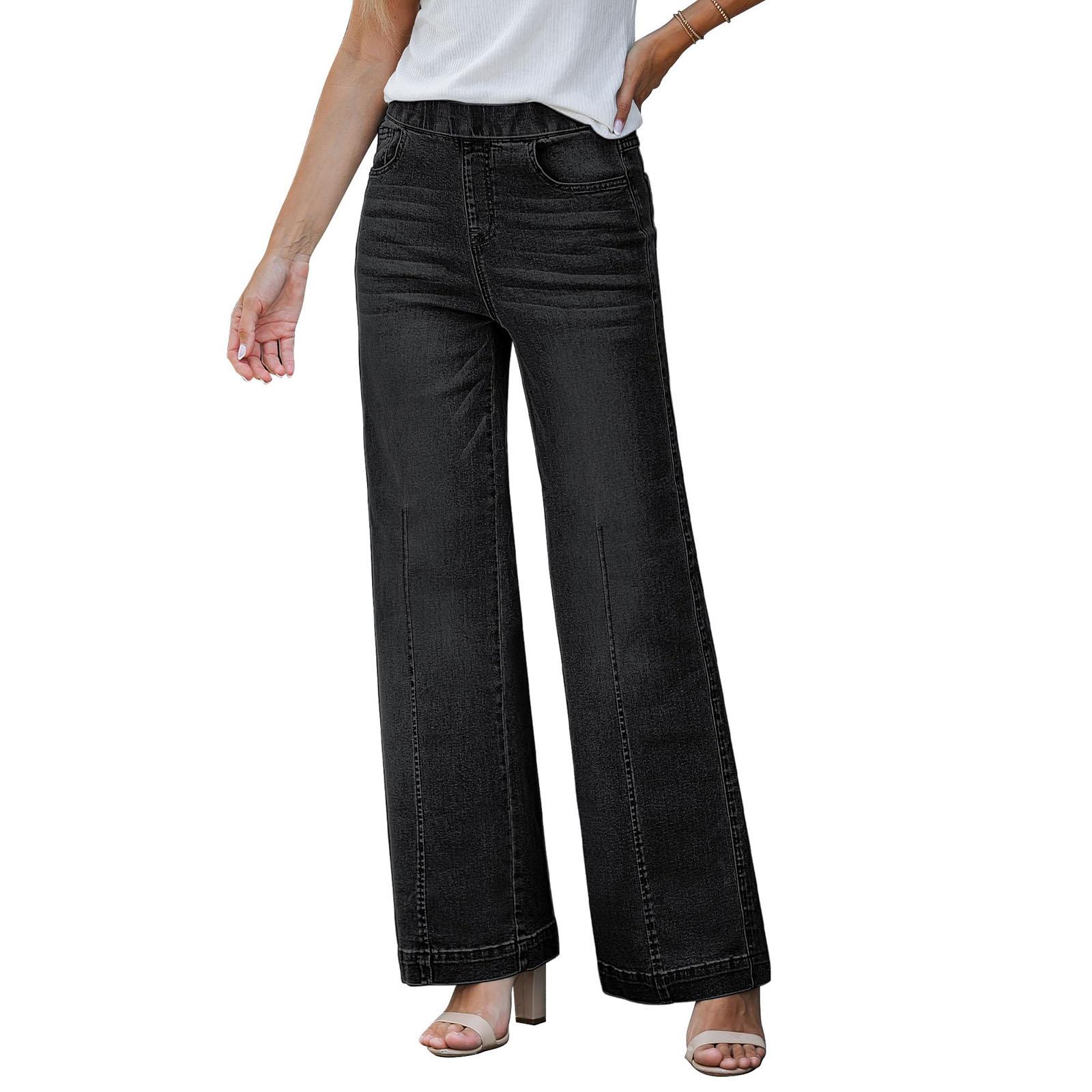 

Women s Trousers Large Size Stretch Jeans Loose Semi-Elastic Pants S чорний