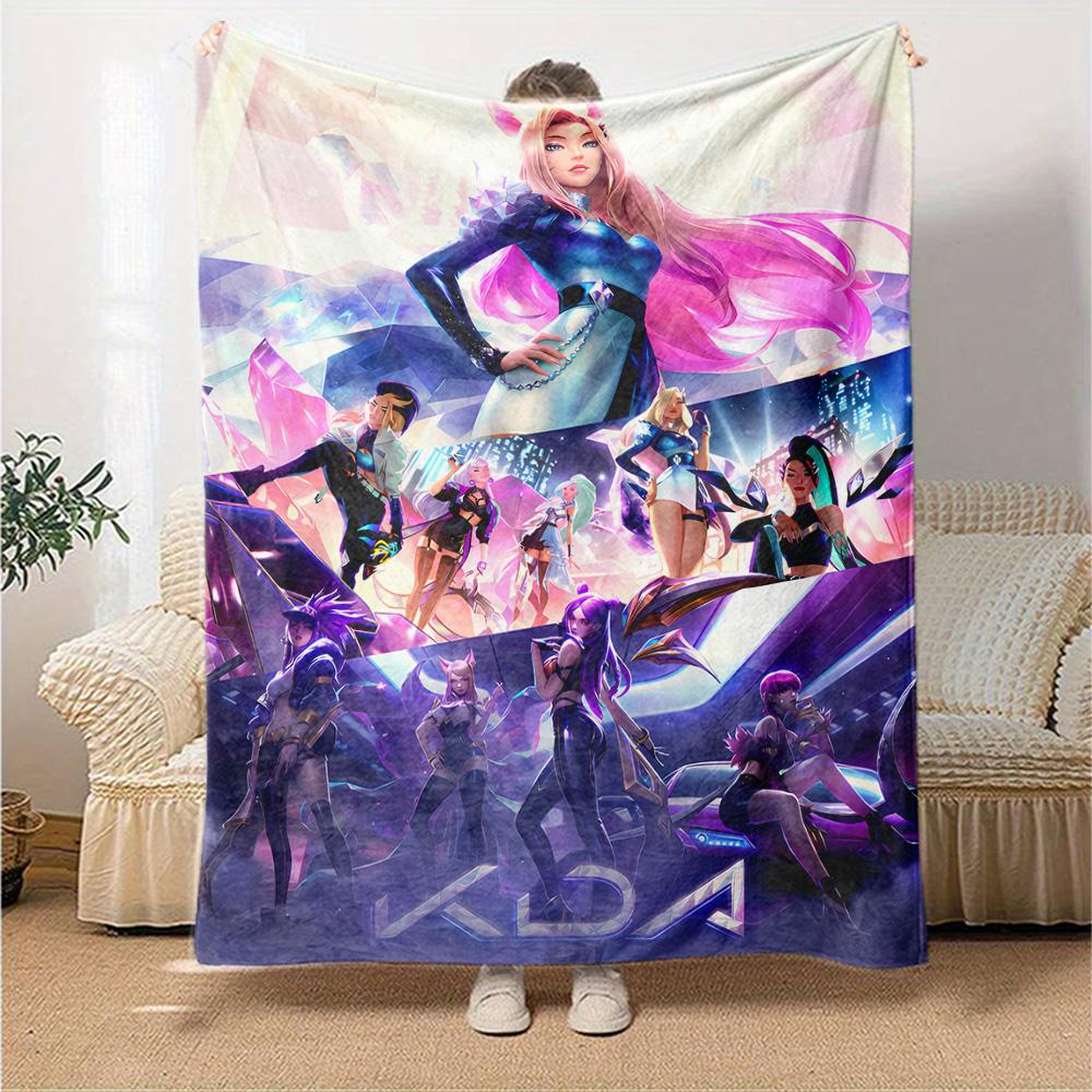 1pc Blanket - LOL-KDA kaisa ahri akali Print Design,Lightweight Blanket for Sofa,Bed- Soft &Warm,Gift for All Seasons