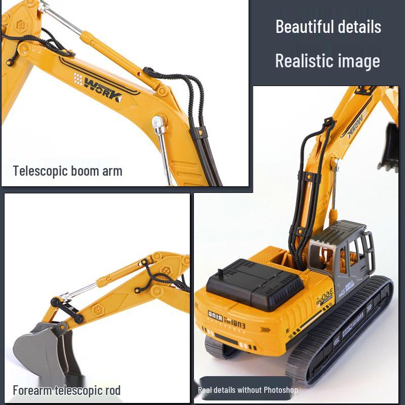 High-Quality 360-Degree Excavator Model Toy Car Simulation Ornament