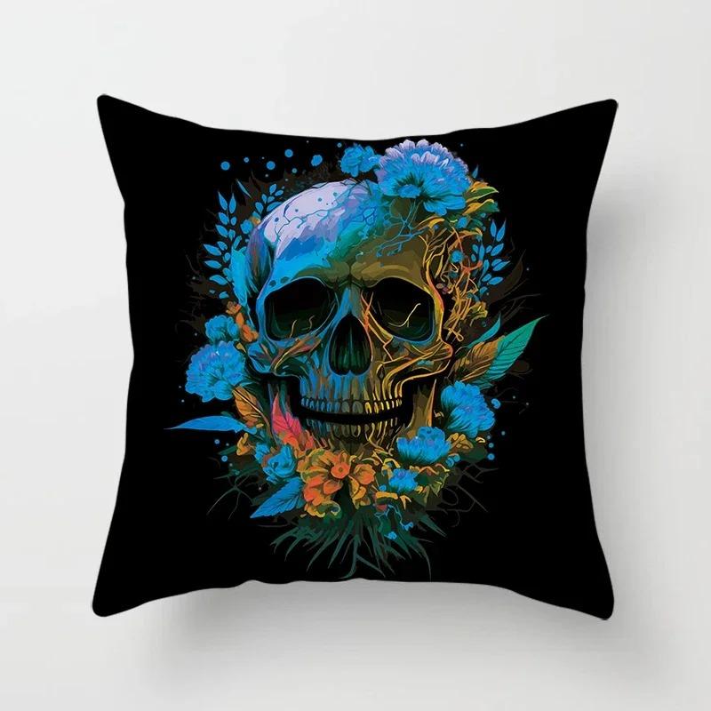 Colorful Skull Pattern Pillowcase Car Ornaments Office Living Room Home Pillowcase