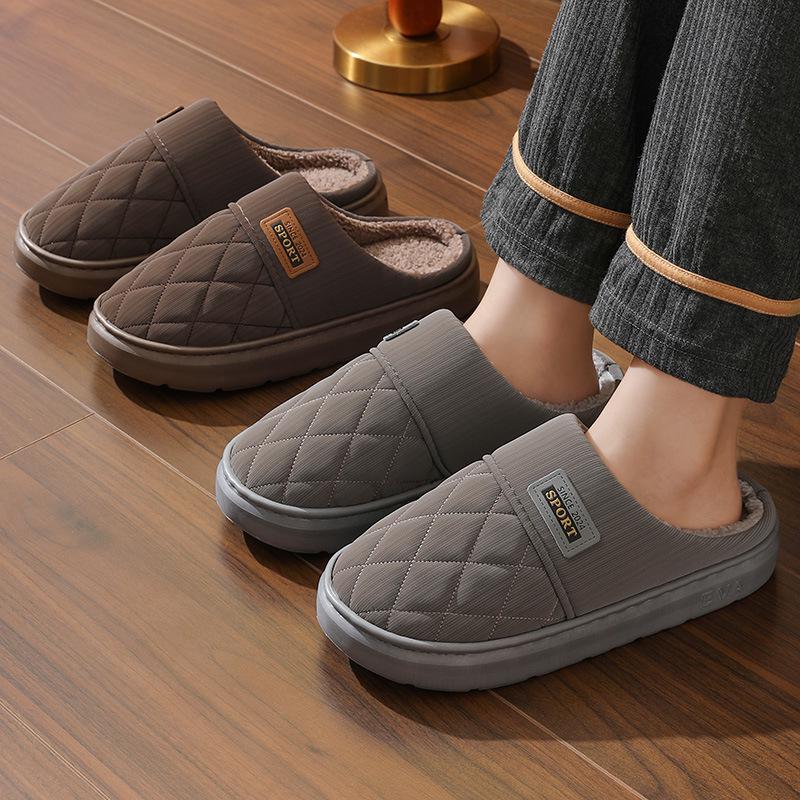 Men's Waterproof Cotton Slippers - 2026 Winter Style, Anti-Slip Indoor, Warm for Couples, Autumn/Winter Collection