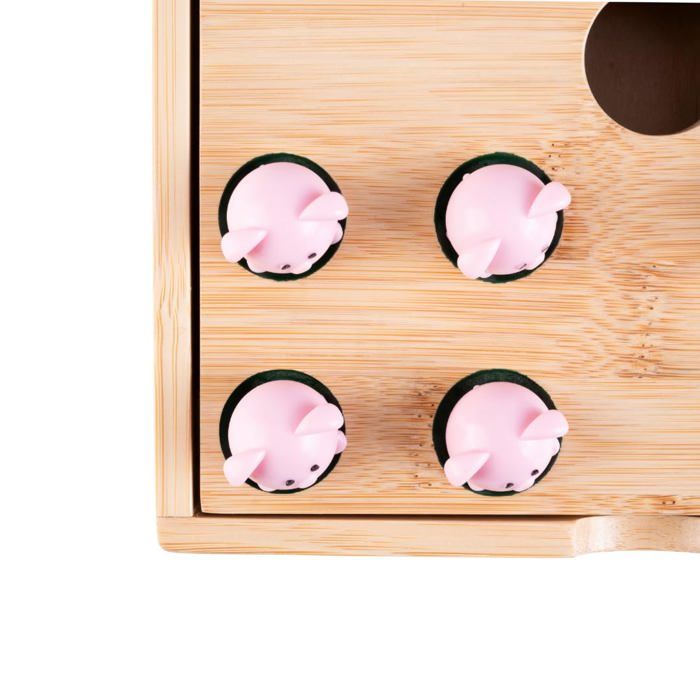 Board Game - ENGELHART - Pigsty - 60 Silicone Pigs - 2 Dice - Made of Bamboo Wood
