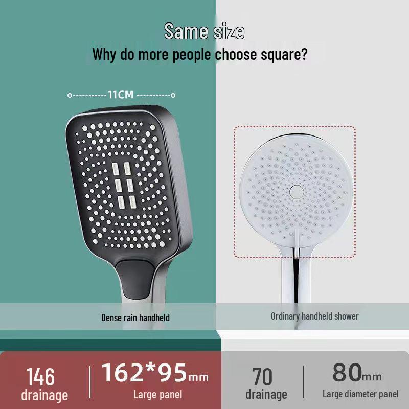 High-Pressure Handheld Rainfall Shower Head with Water Heater and Faucet