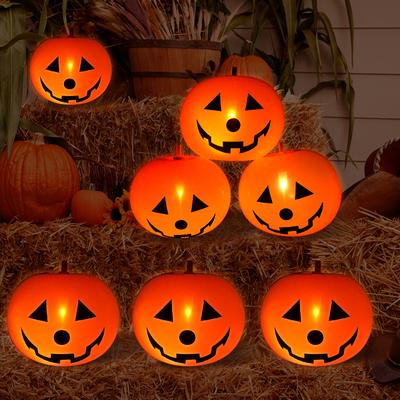 5Pcs Halloween LED Balões Brilhantes Horror Fantasma Abóbora Látex Balão Festa de Halloween Decorações para Casa Interior Exterior Crianças