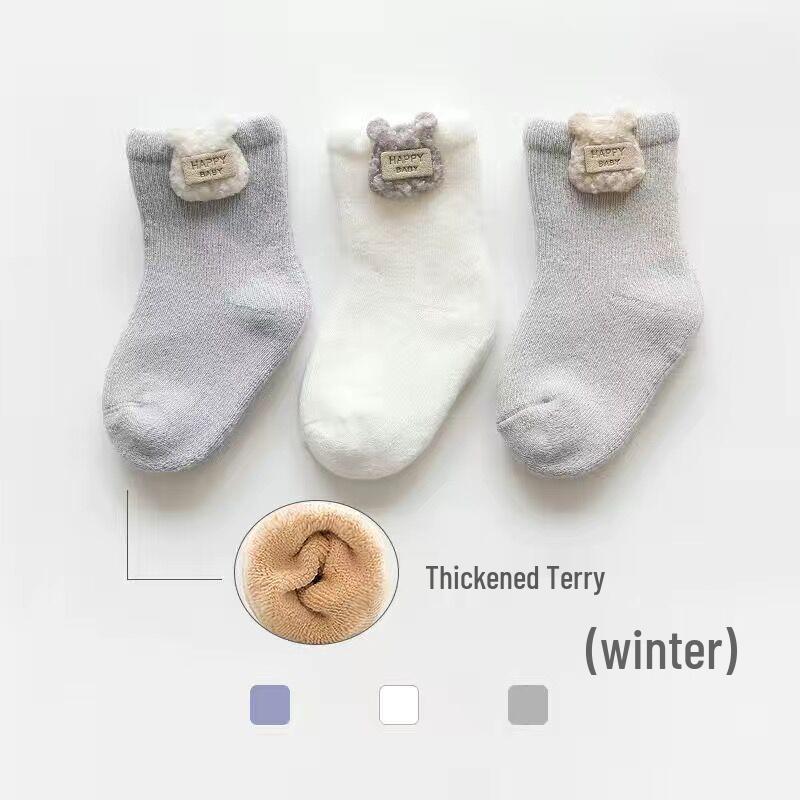 Autumn/Winter Newborn Mid-Calf Plush Terry Cotton Socks for Boys and Girls