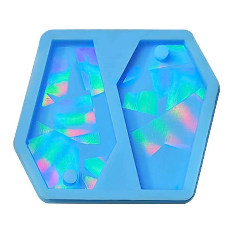 

Голографическая смола силиконовая форма DIY геометрическая форма для сережек-гробов, брелоков, кулонов, формы для эпоксидной смолы со светом и тенью синий