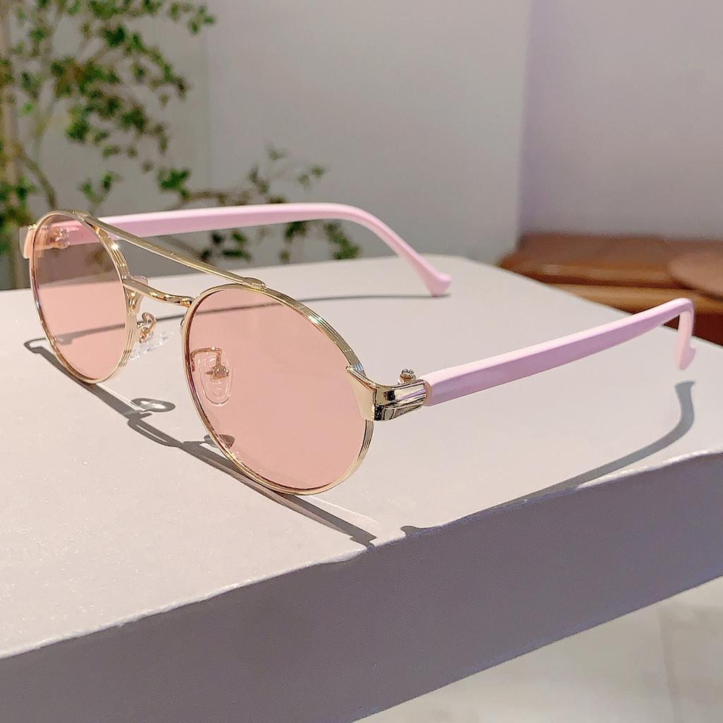 Ins Brand Oval Shades Fashion Candy Color Decor Ladies Sunglasses High Quality Pink Trends Sunglasses for Hiking Beach