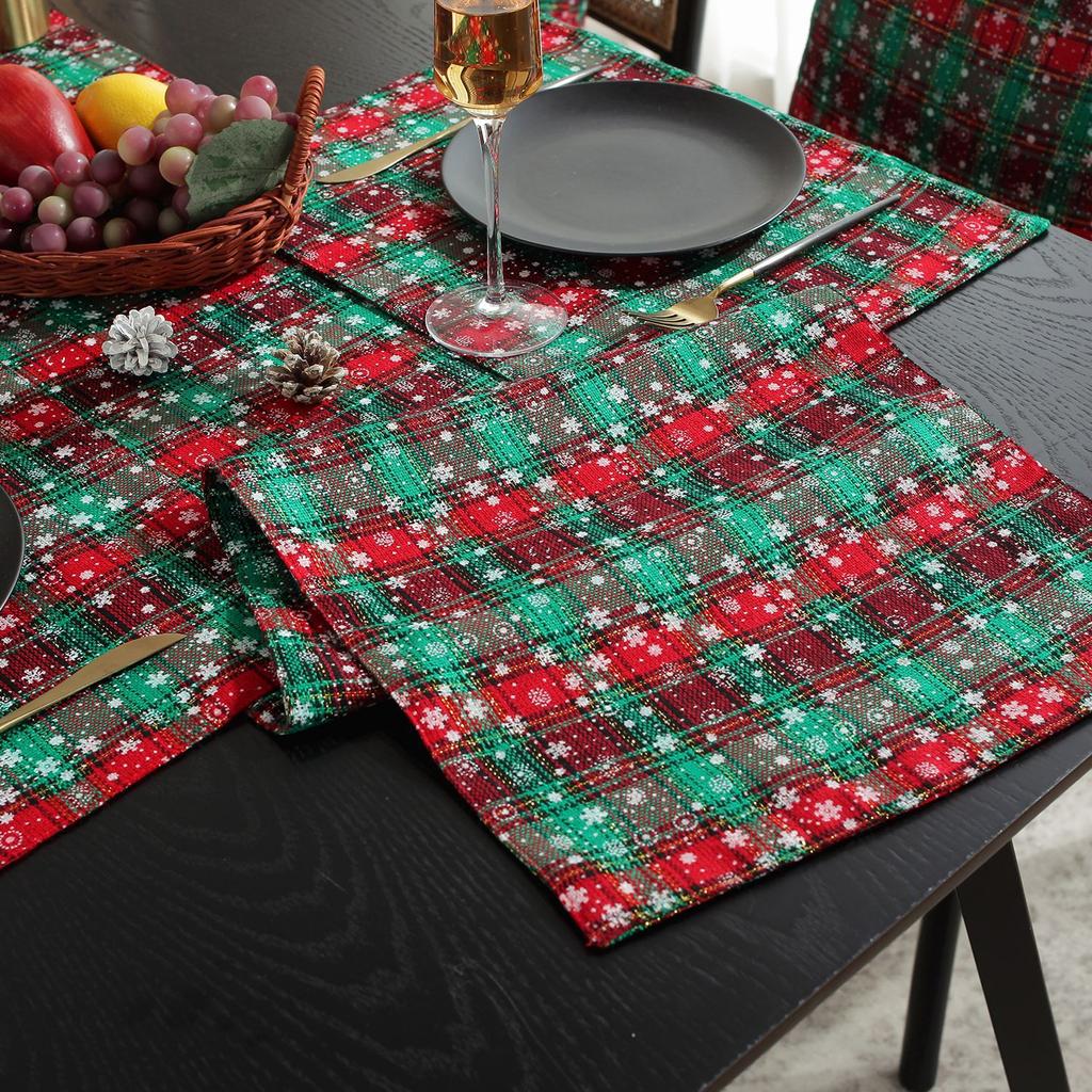 Ambiance de Noël Drapeaux de table Nappes Nappe festive rouge Drapeau de table Meuble TV Housse de table basse Serviette