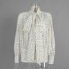 French Polka Dot Tie Shirt 2026 Loose Chiffon Blouse Long Sleeve Bubble Top
