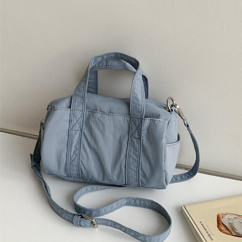 Silver Nylon Single Crossbody Bag Summer Women's Casual Shoulder Tote Bag Cylinder Versatile Highend Fashionable Niche Handbag