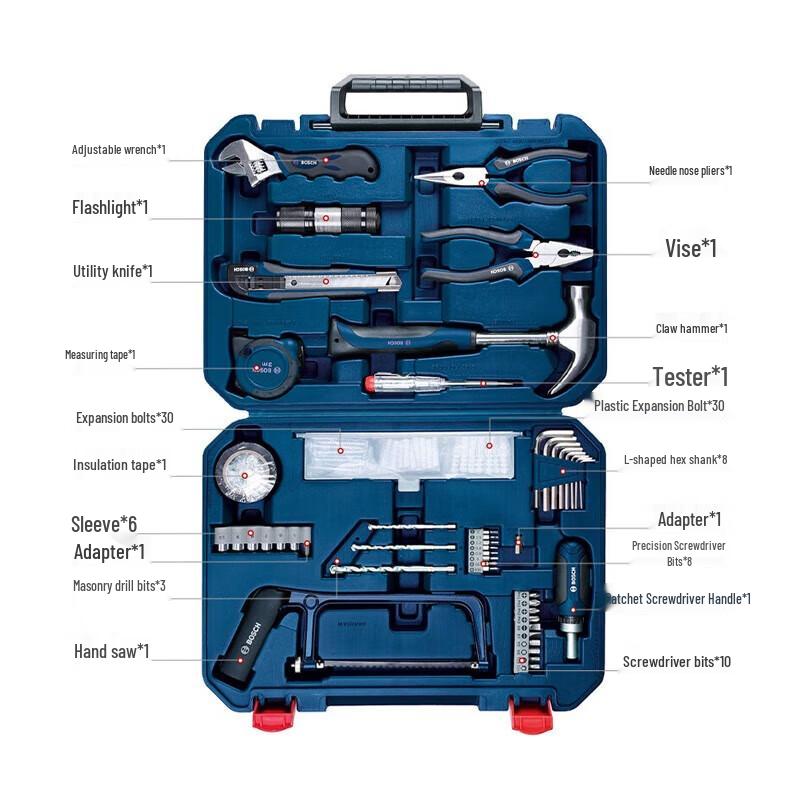 Bosch 108-Piece Household Multi-functional Hand Tool Set CN plug (adapter included)