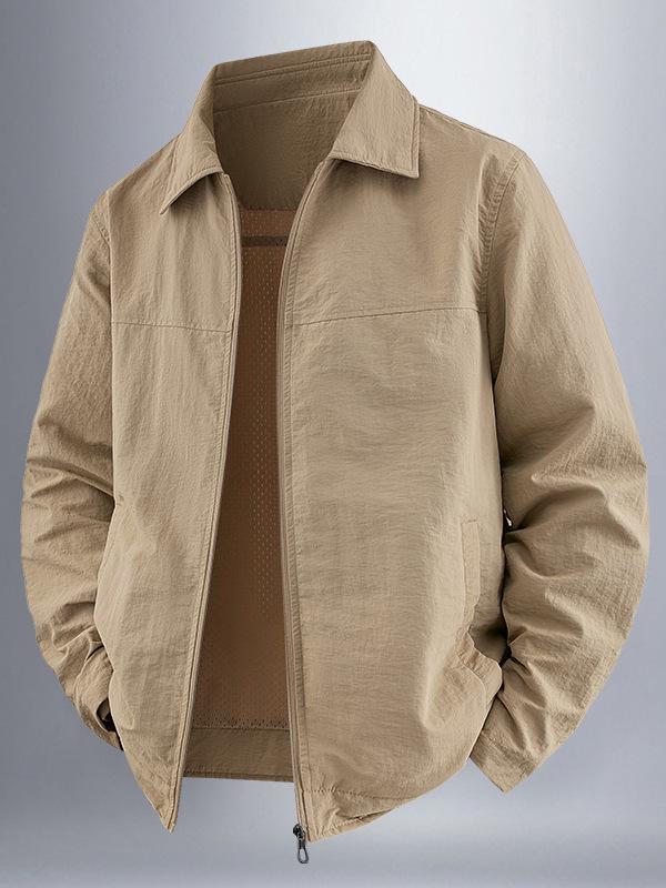 Men's Windproof Lapel Coat: 2025 New Style Solid Color Loose Casual Business Jacket for Spring & Autumn