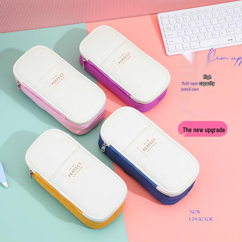 Канвасовый пенал Zhangshoutanxiong в макаронных цветах с цветовыми блоками