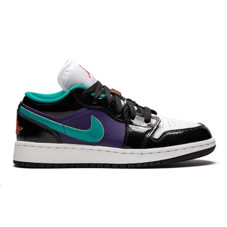 Jordan 1 Low Black Court Purple Turbo Green GS 553560-035