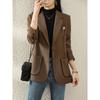 Coffee Colored & Long-Sleeved Advanced Design Sense Casual Small Suit