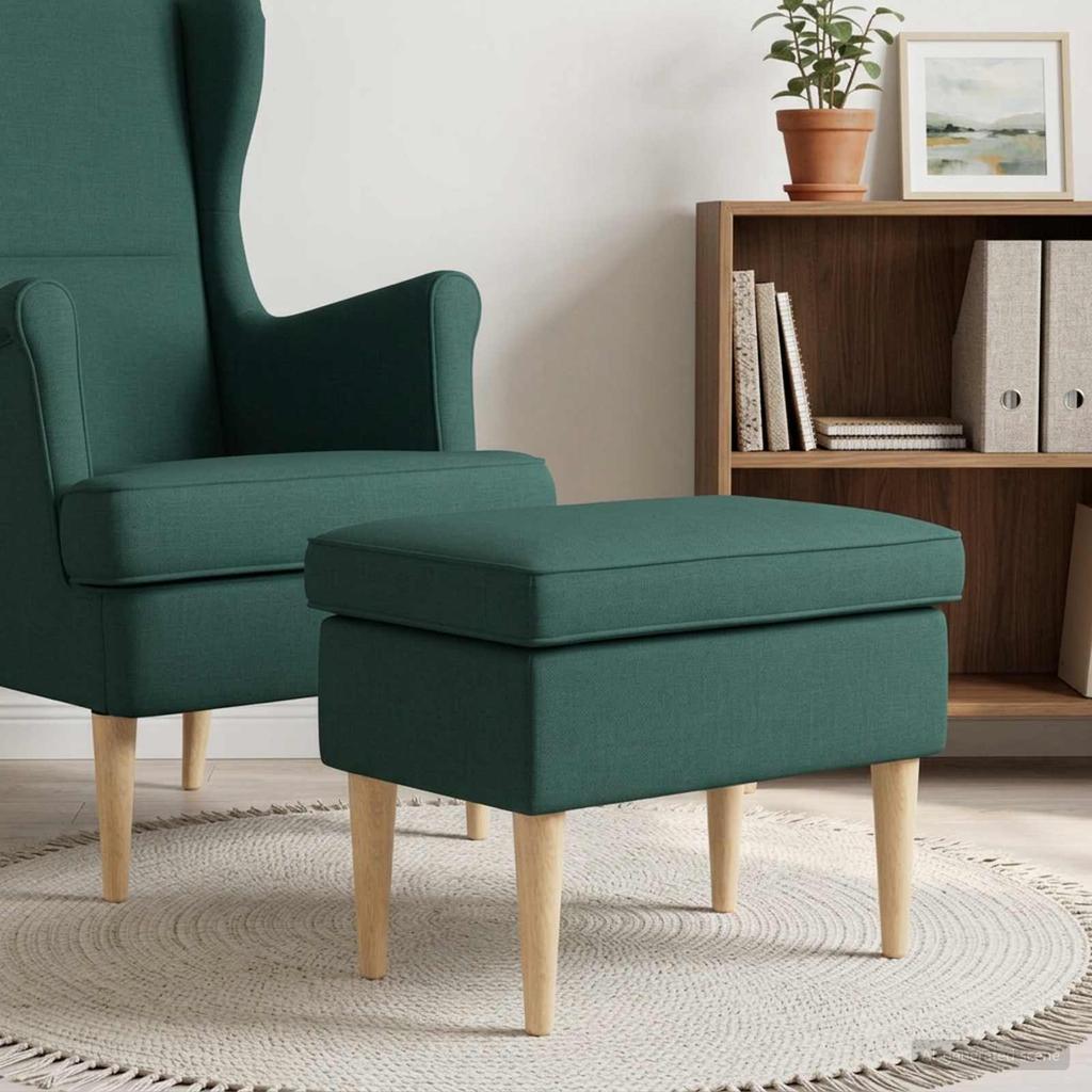 Footstool Dark Green 55 X 35 X 41 Cm Polyester