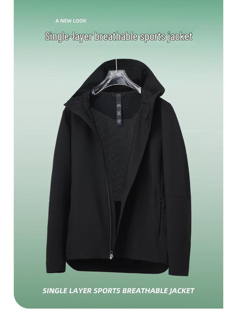 Quick-Dry Unisex Hooded Sport Jacket - Breathable, Skin-Friendly, Water-Repellent for Hiking & Camping