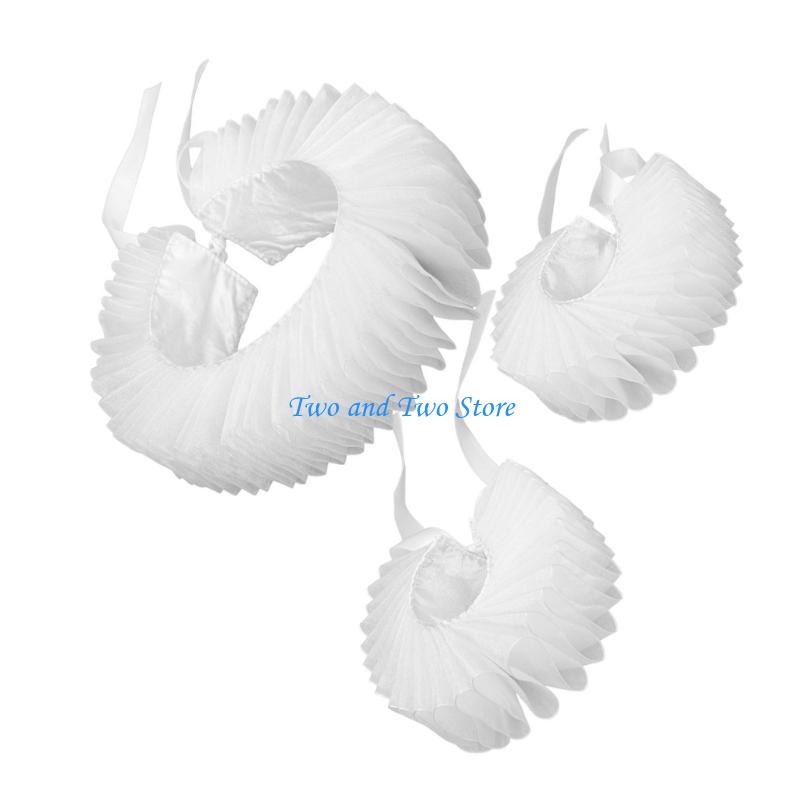 HX6F Ruffled Collar Wrist Cuffs Accessory Victorian Collar Lapel Medieval Cosplay