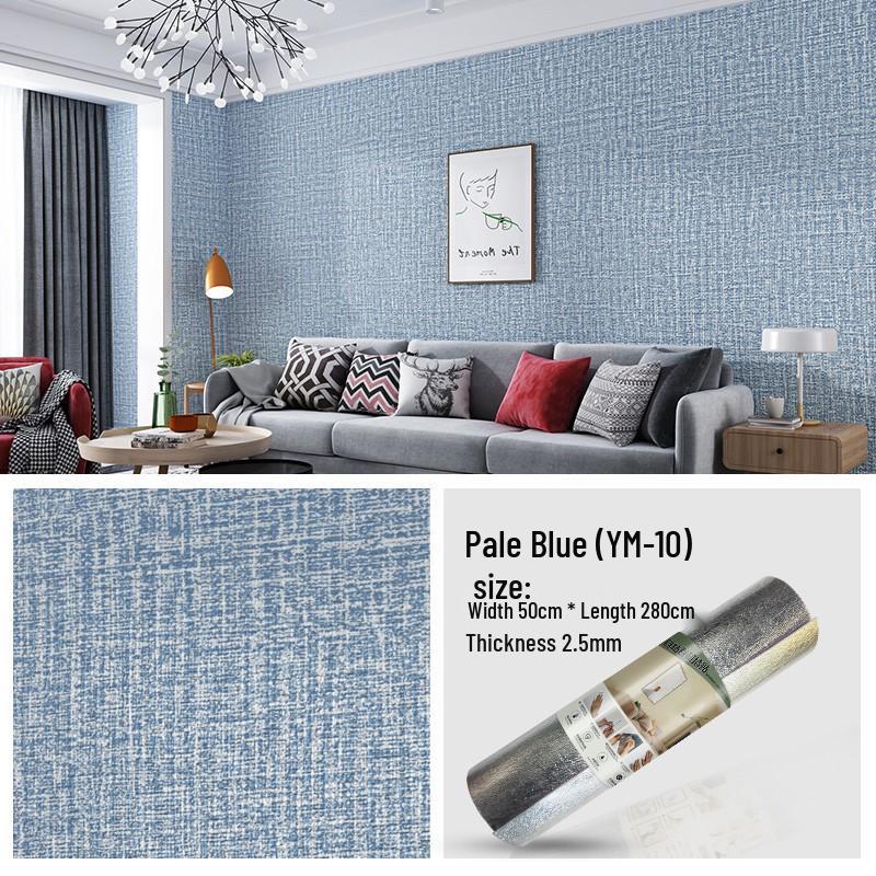 3D Self-Adhesive Linen Wallpaper: Thickened, Moisture-Proof, Light-Blocking, Thermal Insulation, Fire Retardant Aluminum Foil.