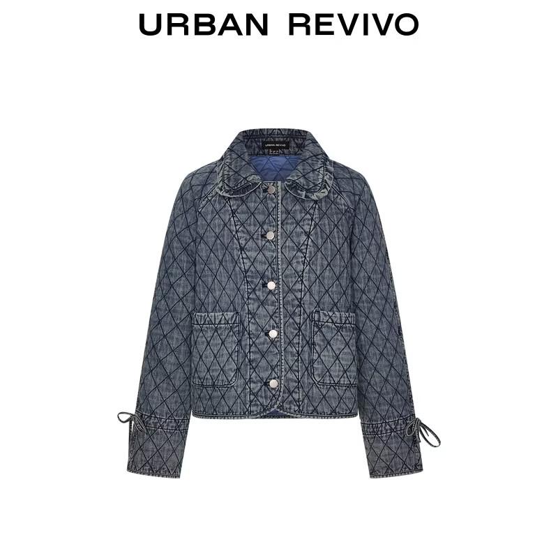 UR Women's Washed Diamond Quilted Denim Jacket