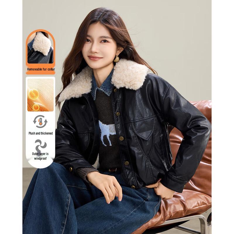 

TERRE BLEUE Women s Winter Fleece-Lined Faux Leather Jacket XL